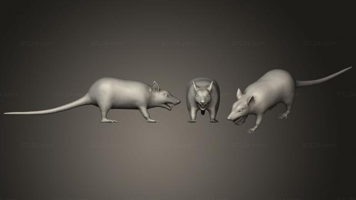 Статуэтки животных (Крыса, STKJ_1389) 3D модель для ЧПУ станка
